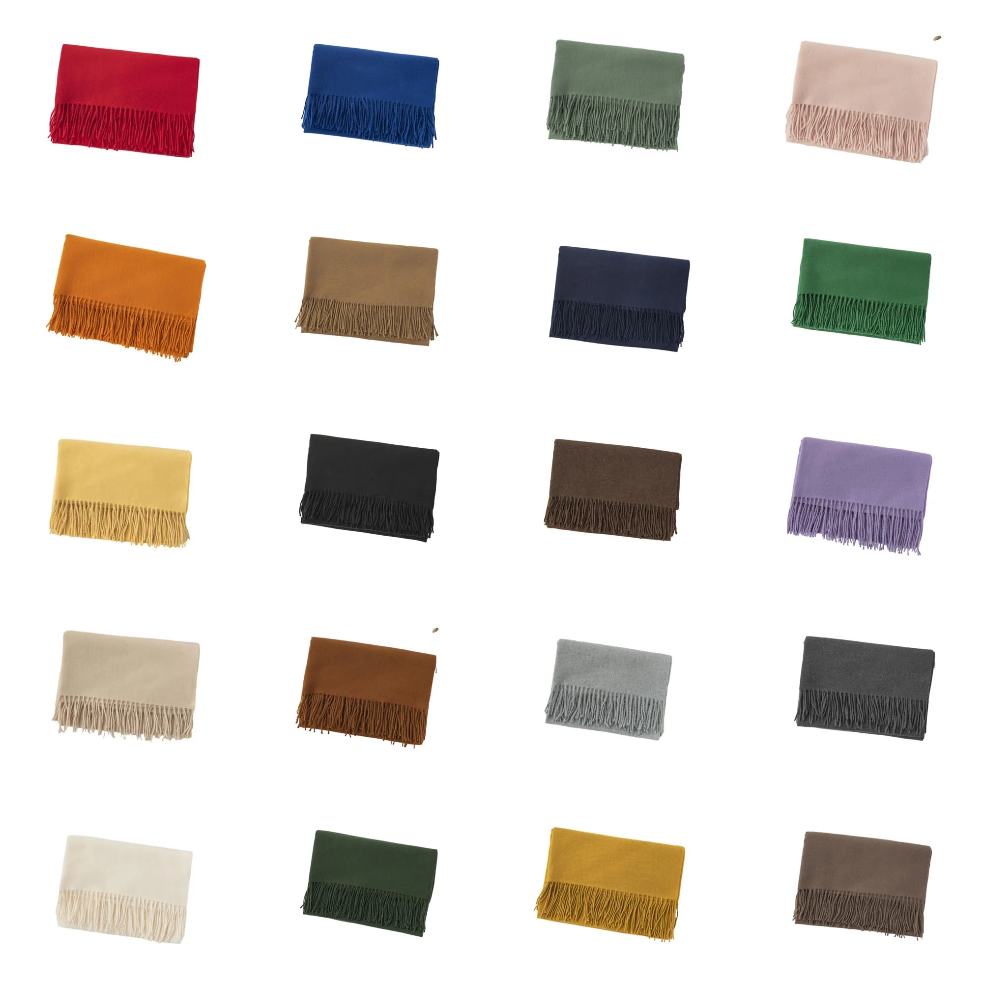 Solid Color Cashmere Scarf With Fringe 2