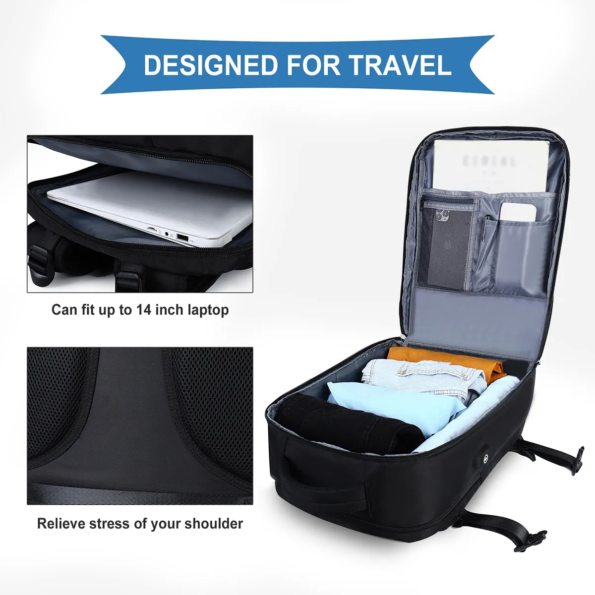 Waterproof Luggage Travel Backpack With Shoe Compartment 2