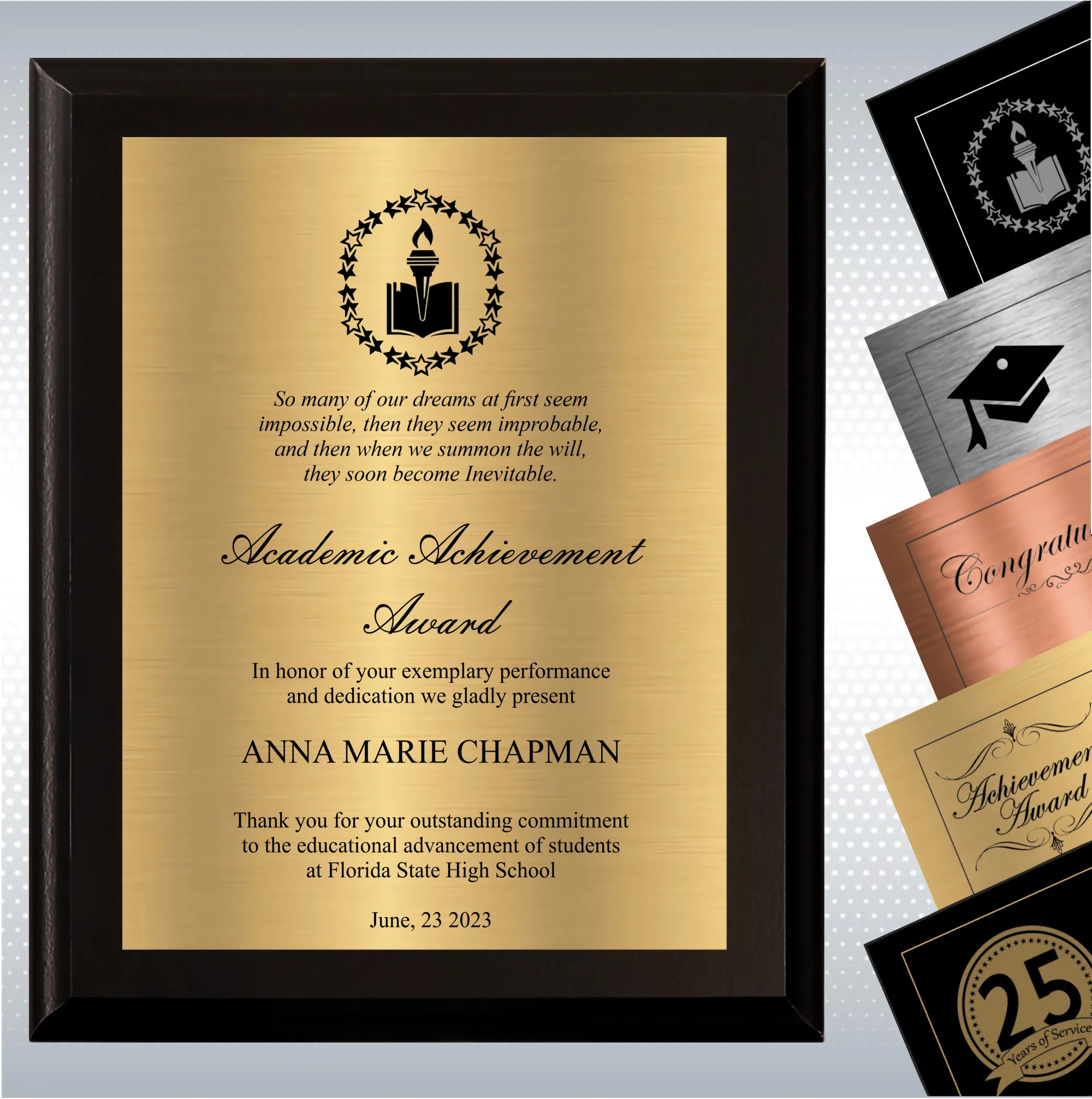 Black Matte Plaque Academic Achievement Award 8
