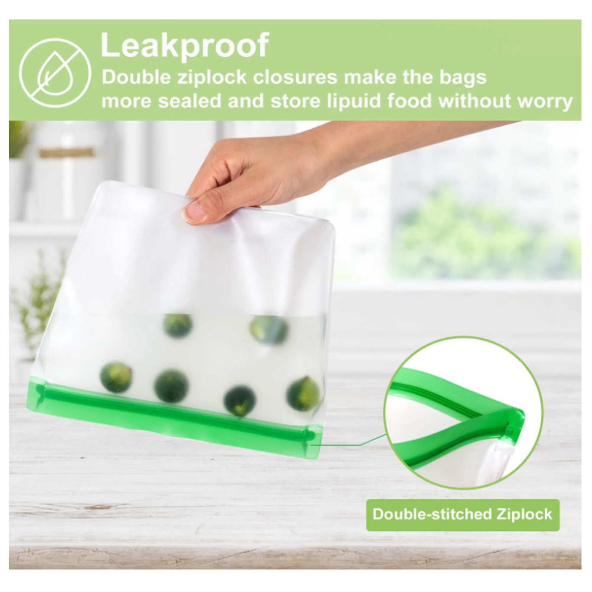 Airtight PEVA Fresh Keeping Storage Bags 6