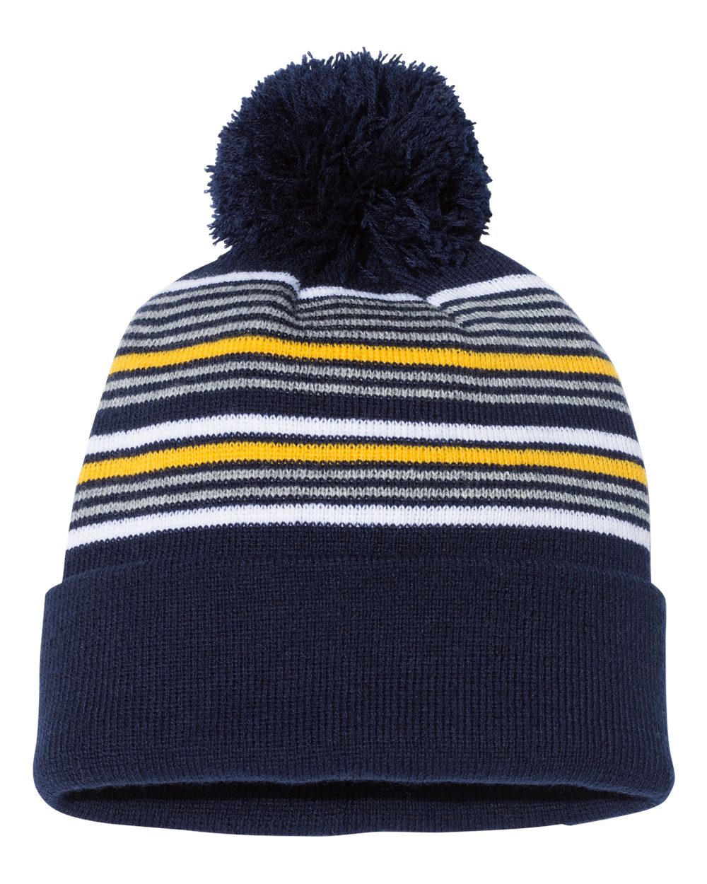 12" Striped Pom-Pom Cuffed Beanie - SP60 6