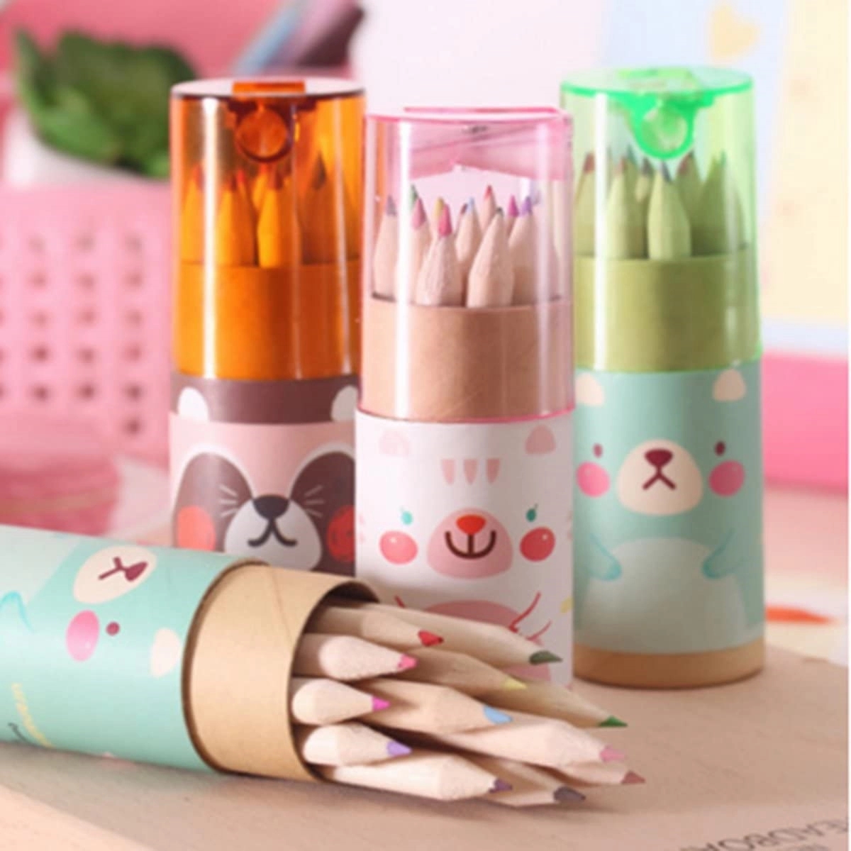 Piece Colored Pencil Set In Tube With Sharpener 4