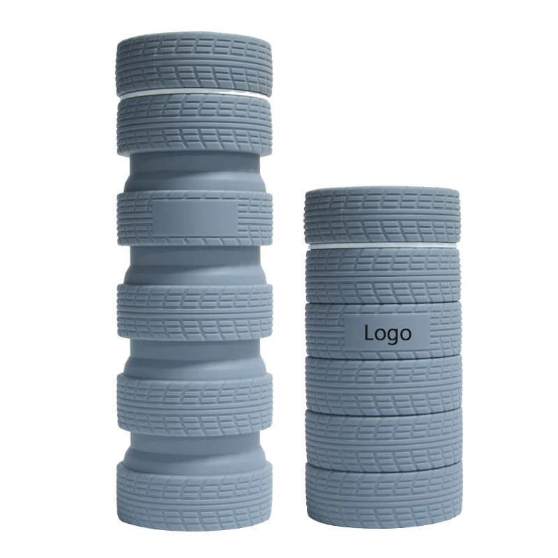 Tire Shape Collapsible Silicone Water Bottle 2