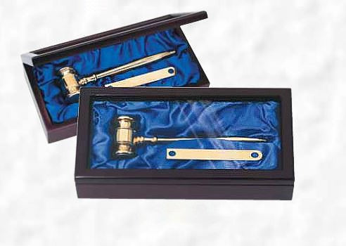 8" Solid Brass Gavel Set 2