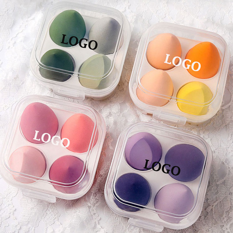 4 Pcs Makeup Sponges Blender Set w/Egg Case 1