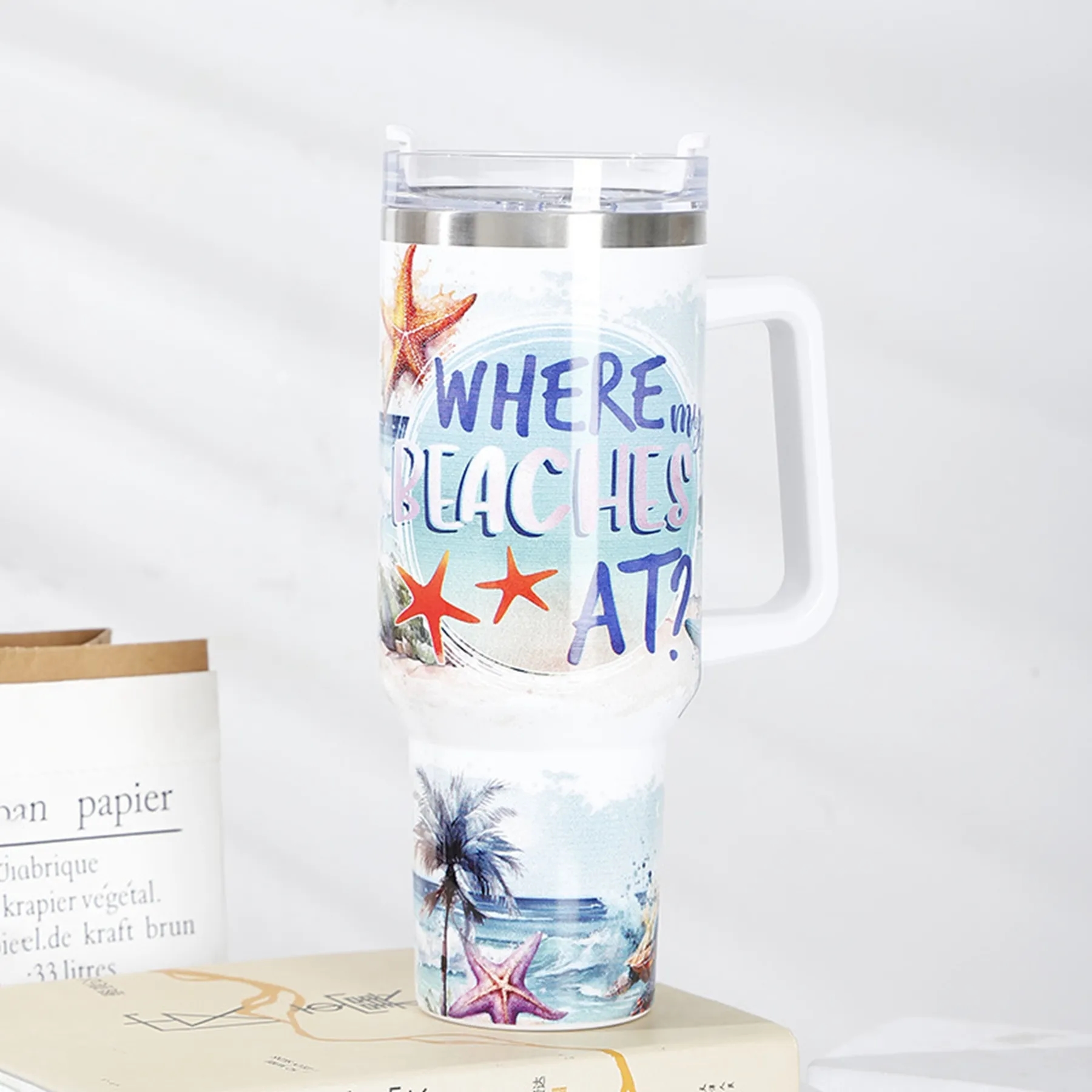 40 Oz Customized Full Color Printed Vacuum Tumbler with Hand 20