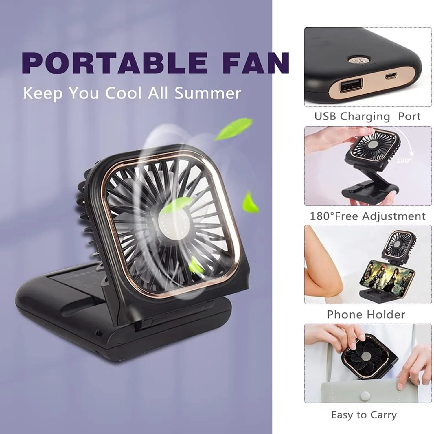 Mini USB Rechargeable Personal Hand Fans 5
