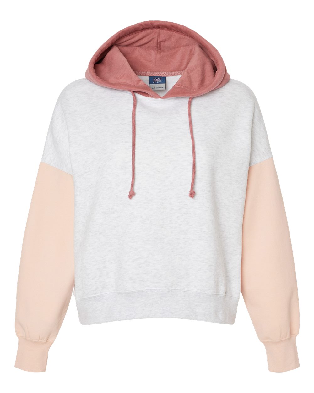 Women's Sueded Fleece Colorblocked Crop Hooded Sweatshirt - W23716 3