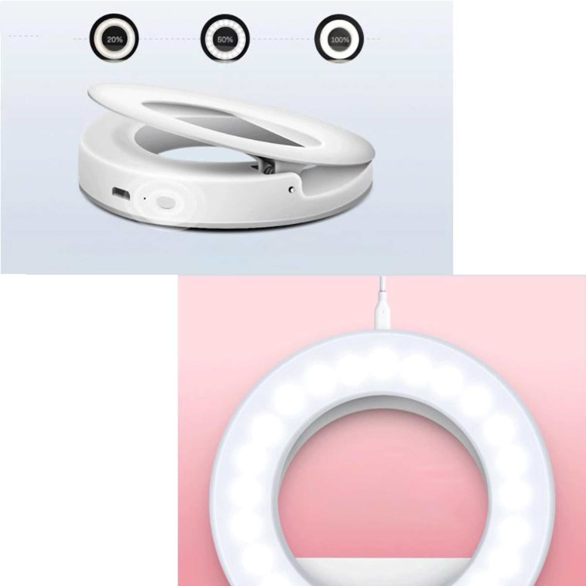 Mini 3-Mode Selfie Ring Light w/ABS Plastic 4