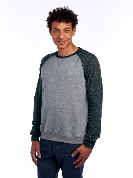 JERZEES Snow Heather Ring-Spun Unisex Raglan Crew 1