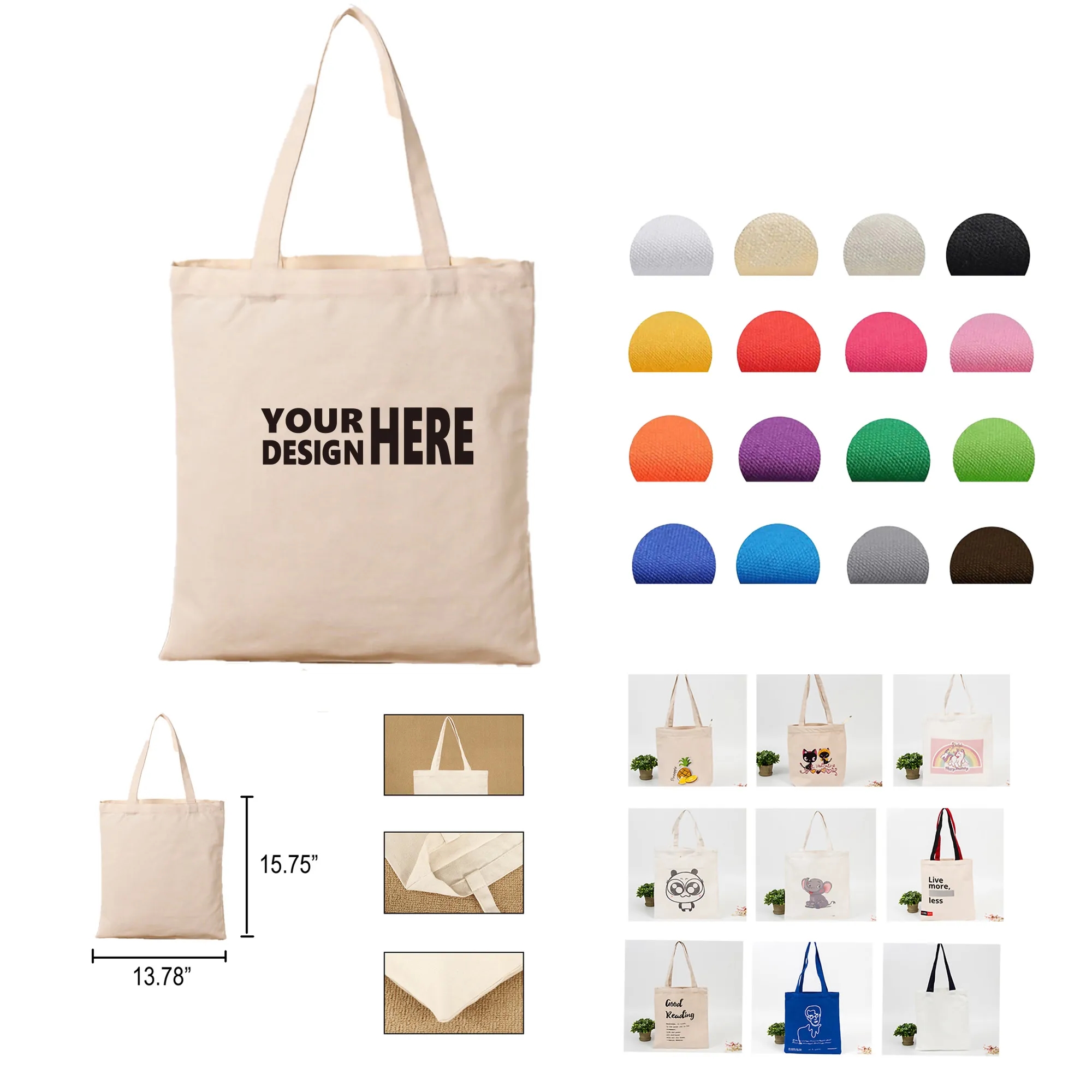 Natural Cotton Canvas Grocery Tote Bag MOQ20