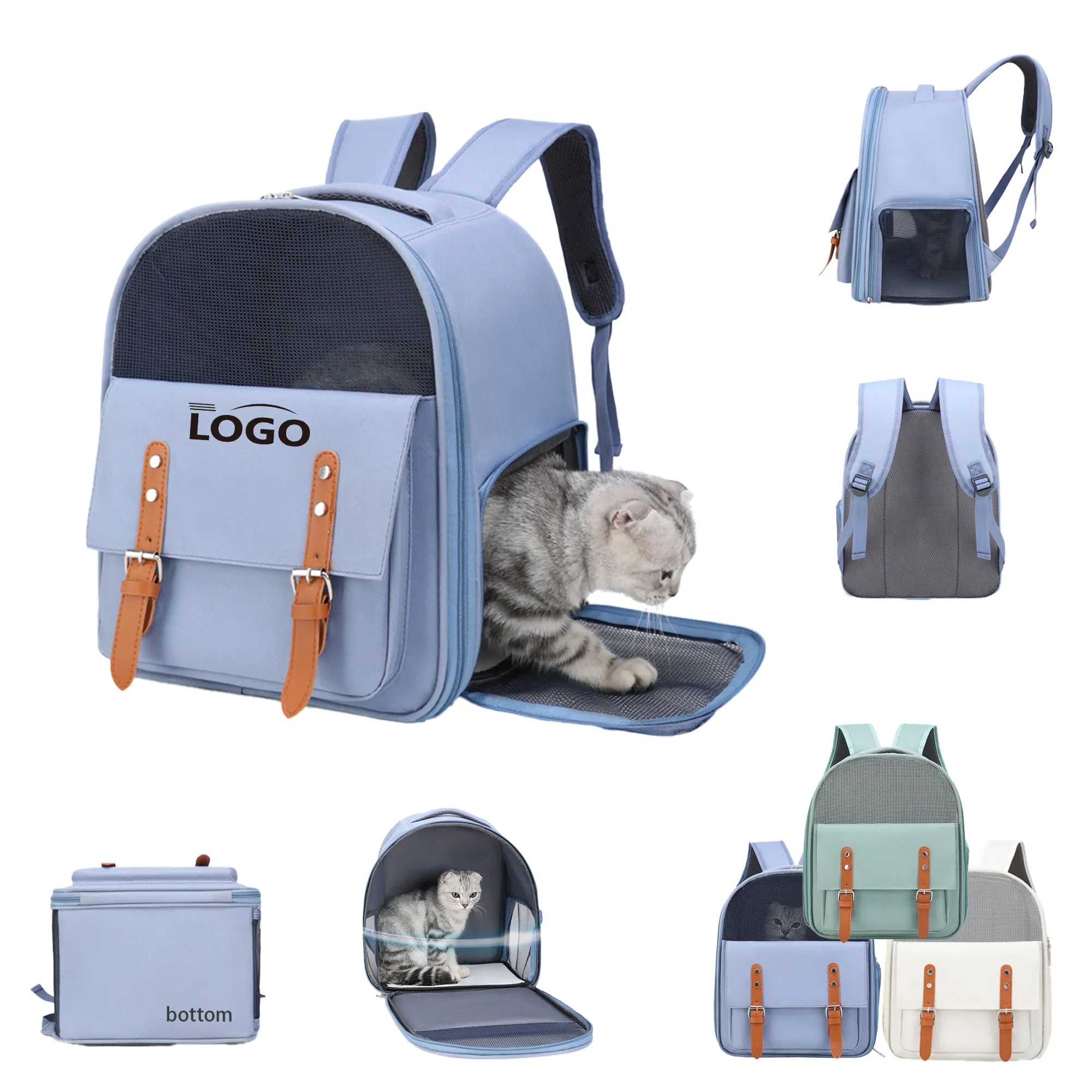 Custom Pet Carrier Backpack with Logo - Mesh Window 3