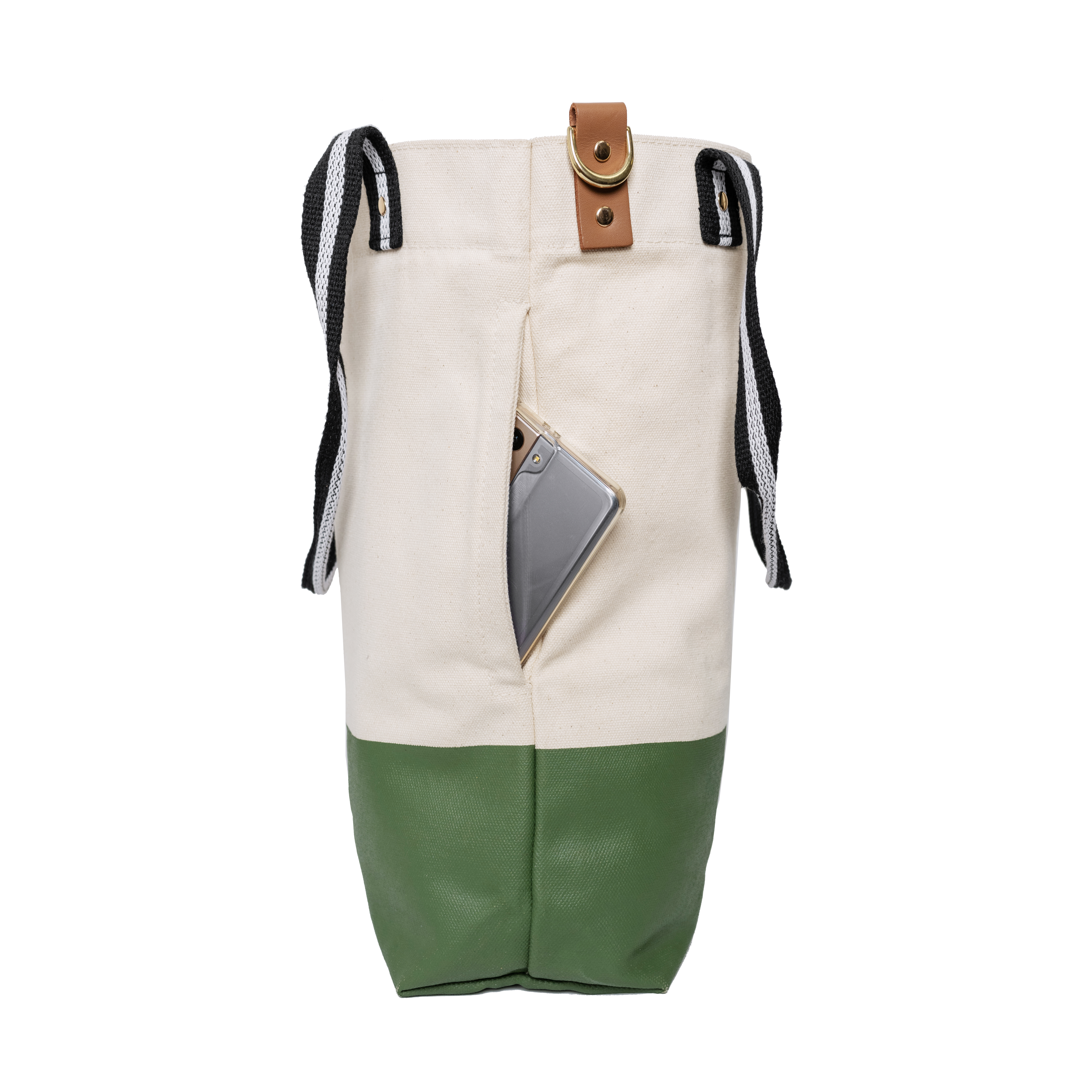 18 Oz. Heavyweight Dipped Tote with Black/White Strap 2