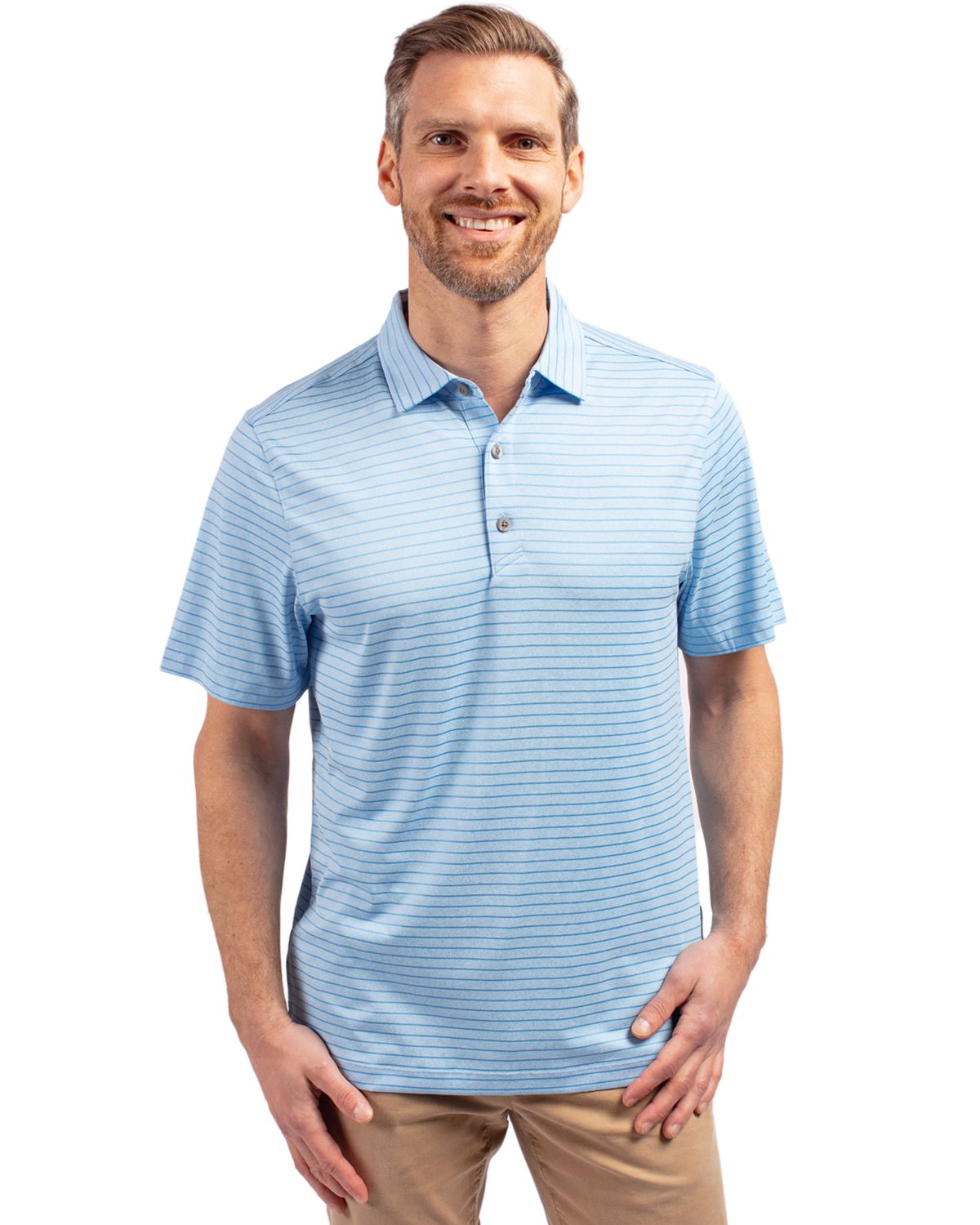 Forge Eco Heather Stripe Stretch Recycled Mens Polo