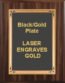 10-1/2" x 13" Classic Walnut Finish Plaque with a Black Teardrop Plate 1