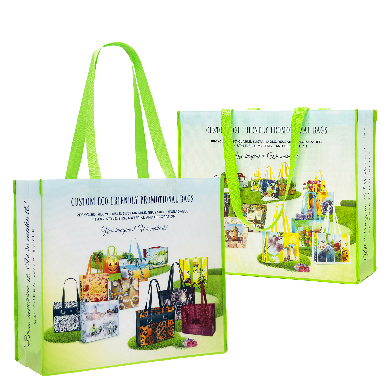 Premium Grade 135g Laminated Non-Woven Reusable Shopping Tote Bag 16"x14"x6" 1