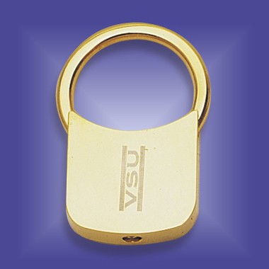 BRASS KEYRING W/ SQUARE BOTTOM & ROUNDED CORNER 1
