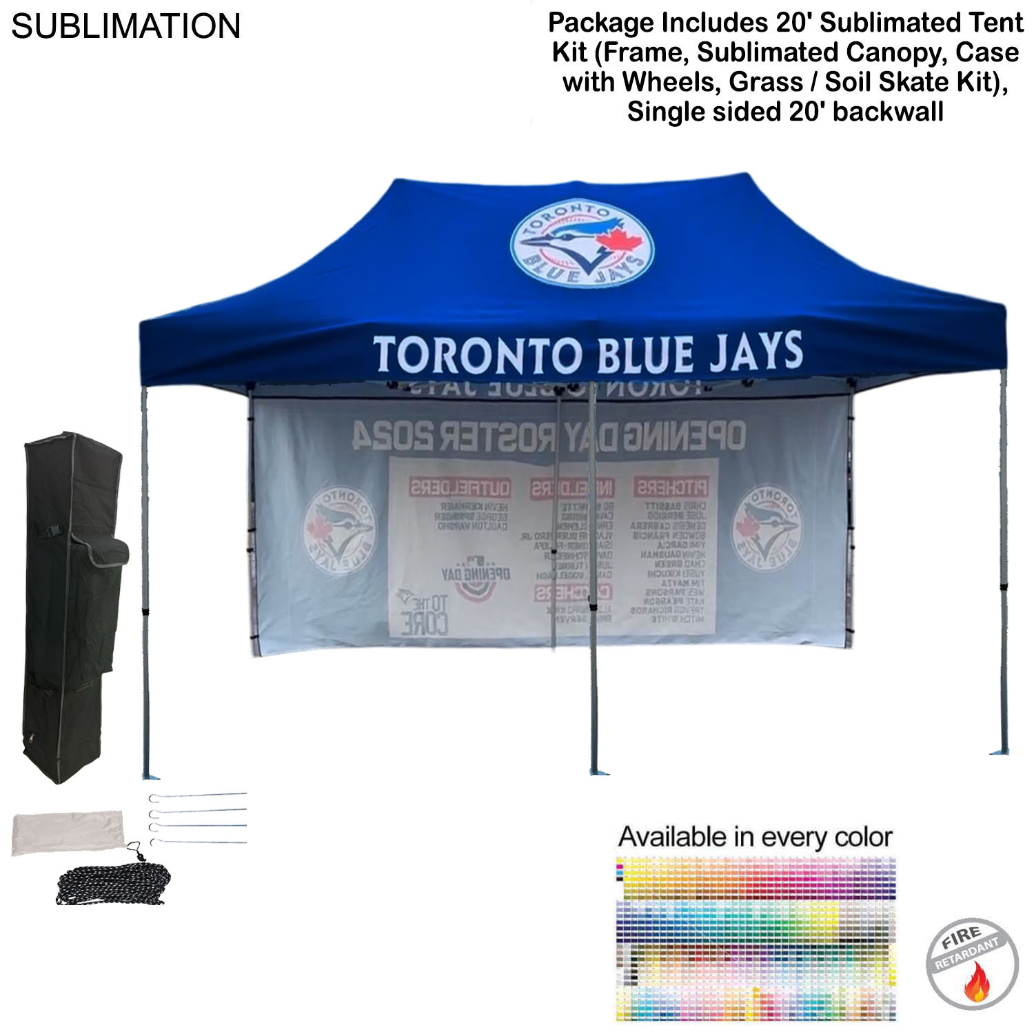 20' Tent Backwall Package, 20' Sublimated Tent kit and Full Single sided 20' backwall 14