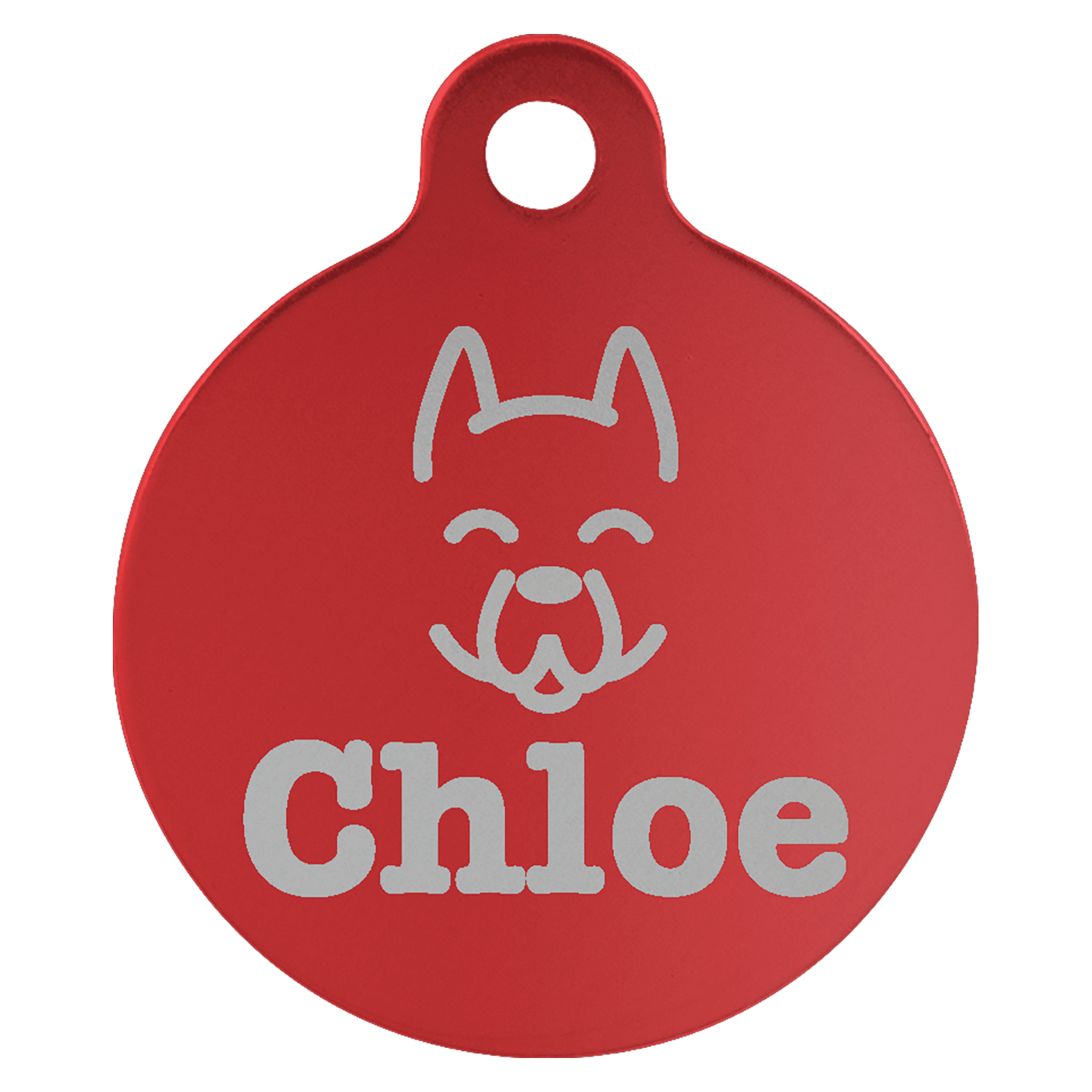 1" Red Anodized Aluminum Round Pet Tag with Tab 1
