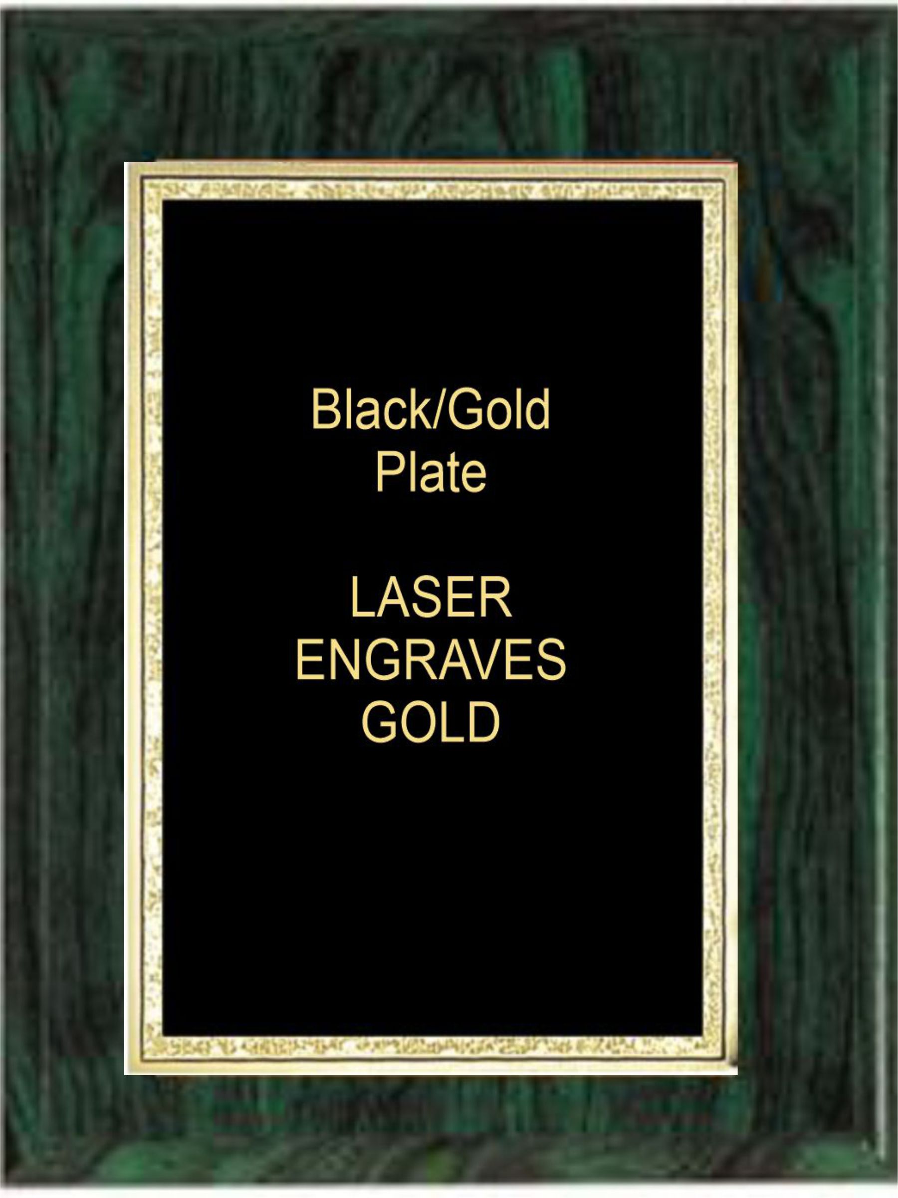 5" x 7" Green Woodgrain Plaque with a Black Florentine Plate 2