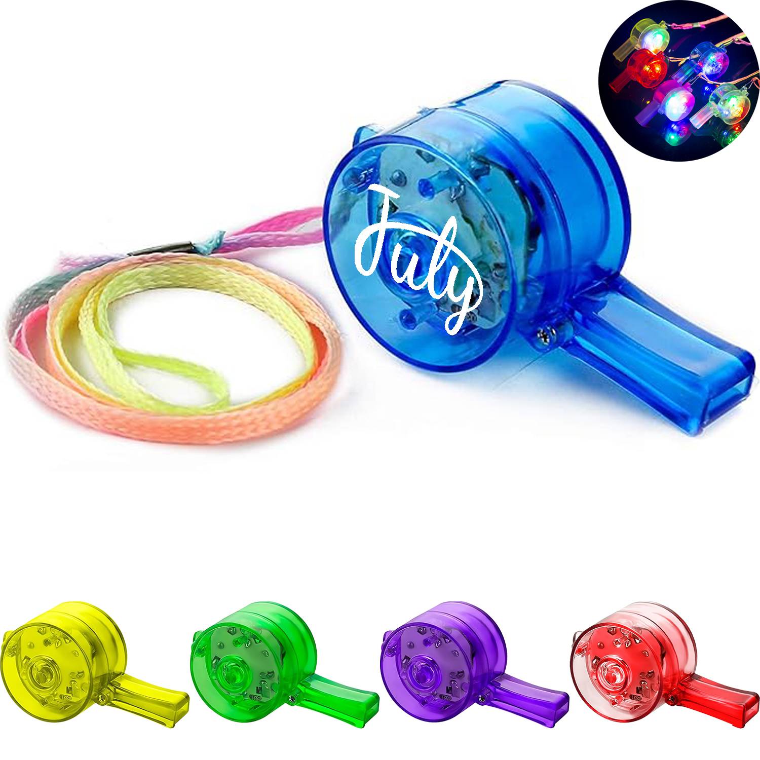 LED Light Up Whistles w/ Lanyard 2
