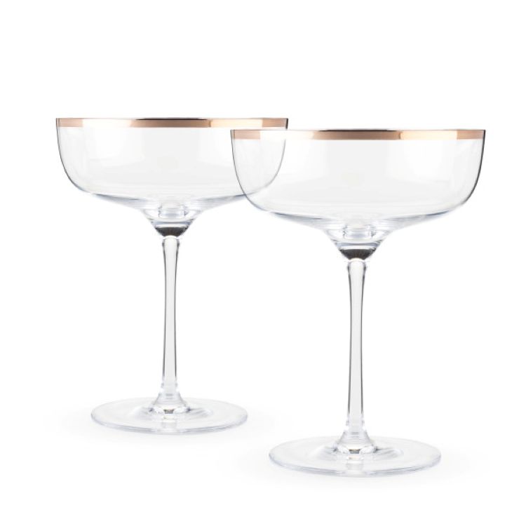 Twine Living® Copper Rim Crystal Coupe, set of 2 1
