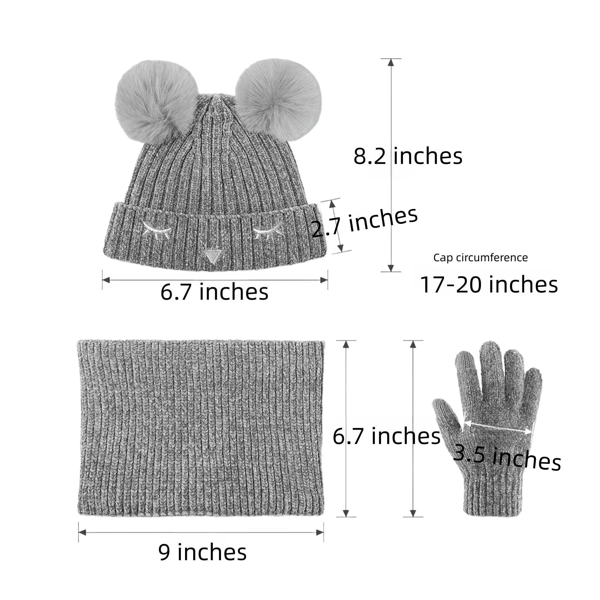 Winter Hat Gloves Scarf Set Girls Toddler Children 8