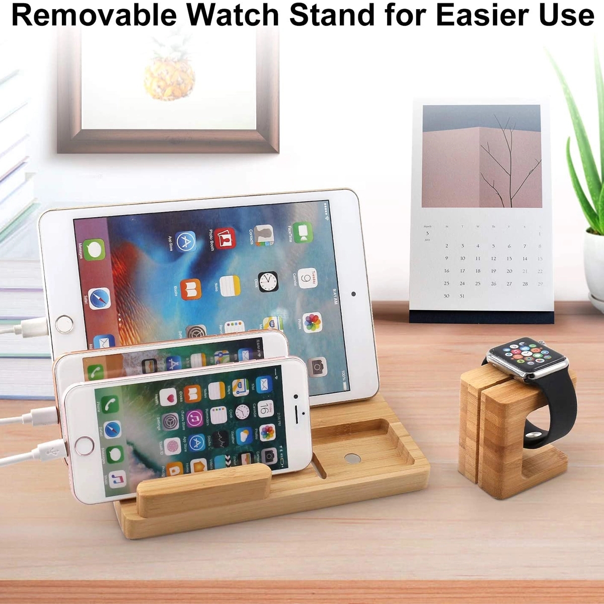 Wood Charging Station Dock for Multi Devices 4