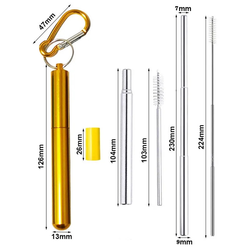 Travel Portable Foldable Telescopic Metal Straw 3