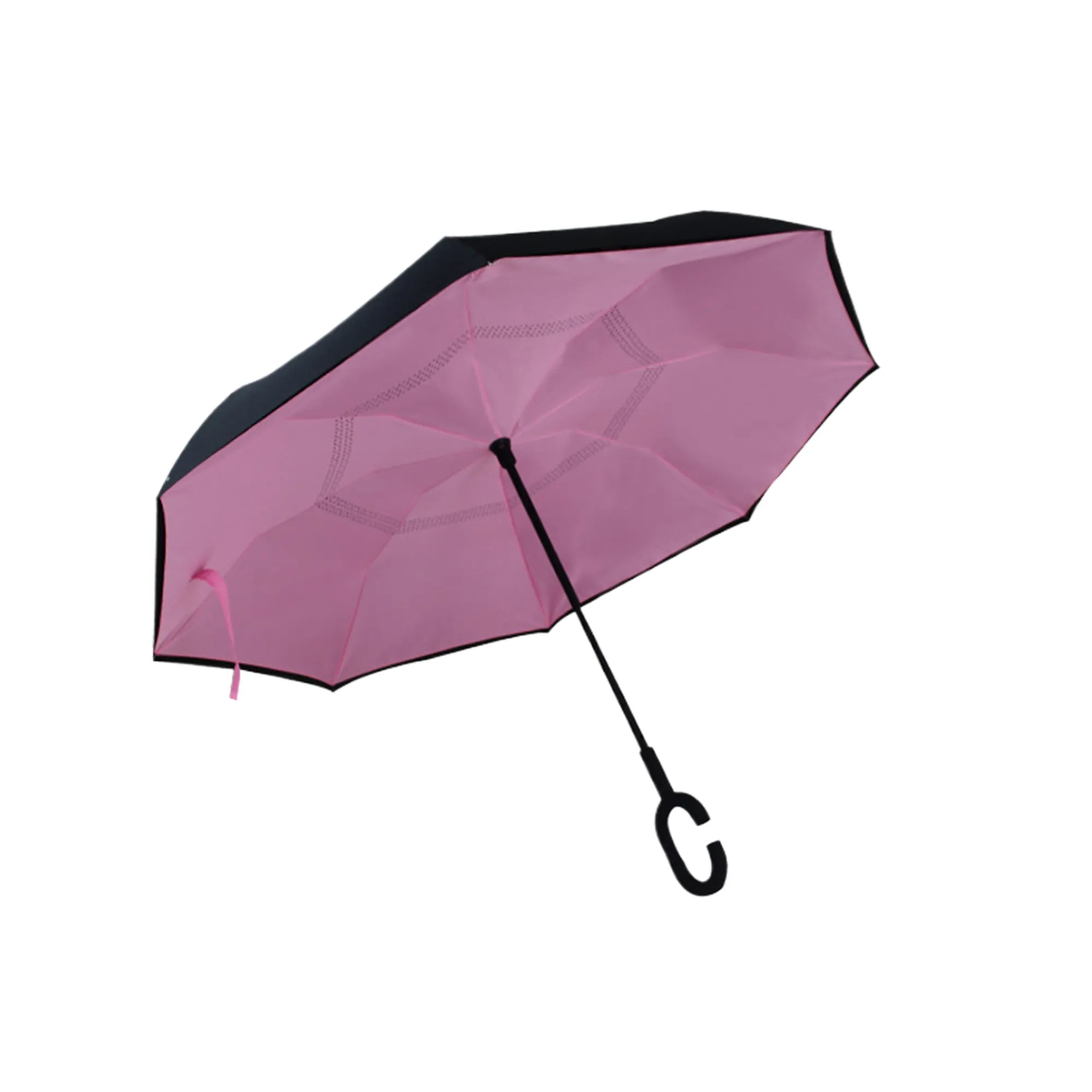 MOQ20 8 Rib C Handle Double Layer Reverse Umbrella 11