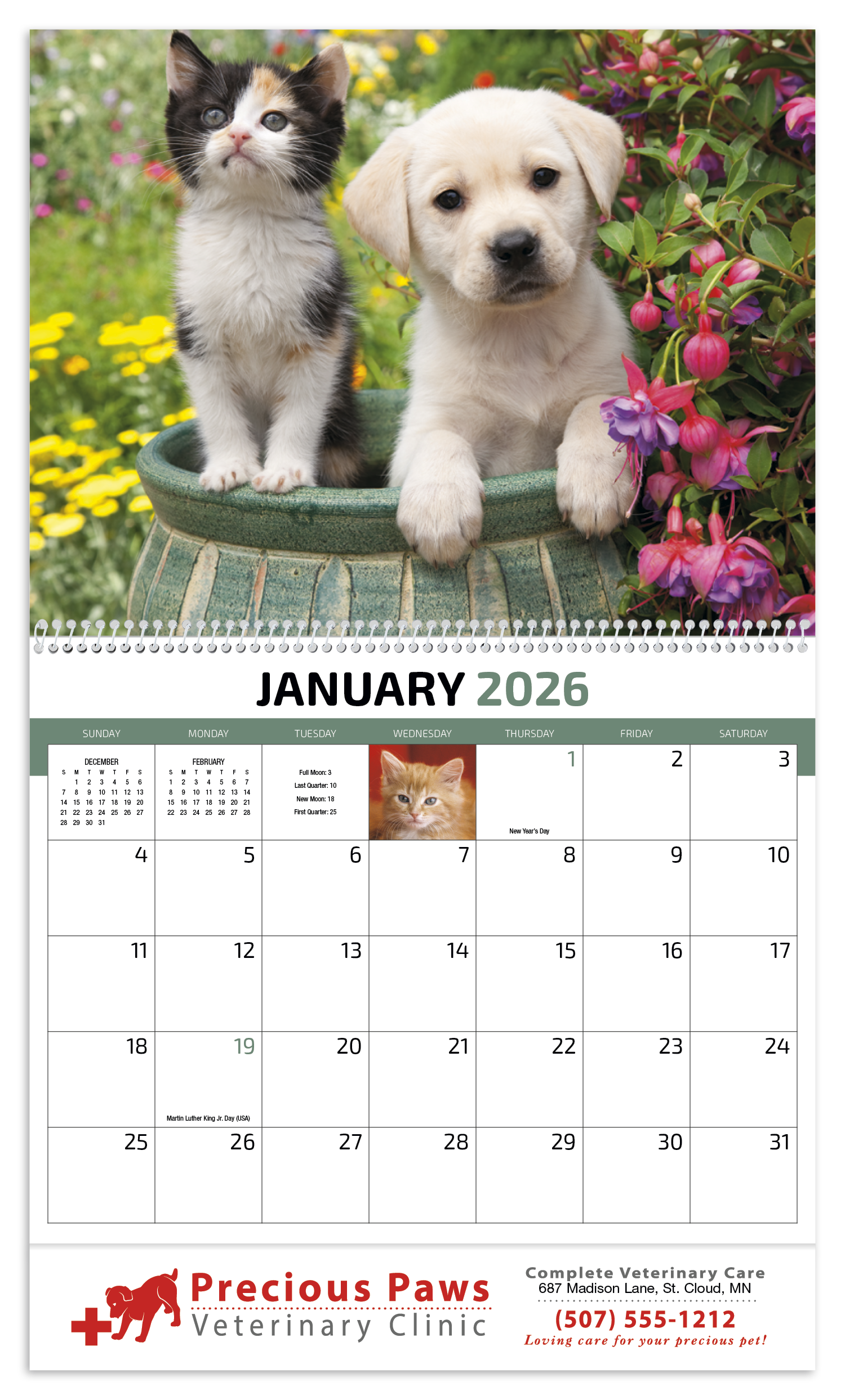 HotLine® Products Four Paws Appointment Calendar - Spiral 38