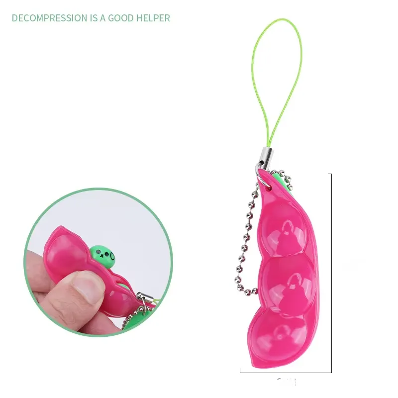 3Pcs Squeeze-A-Bean Edamame Keychain 7