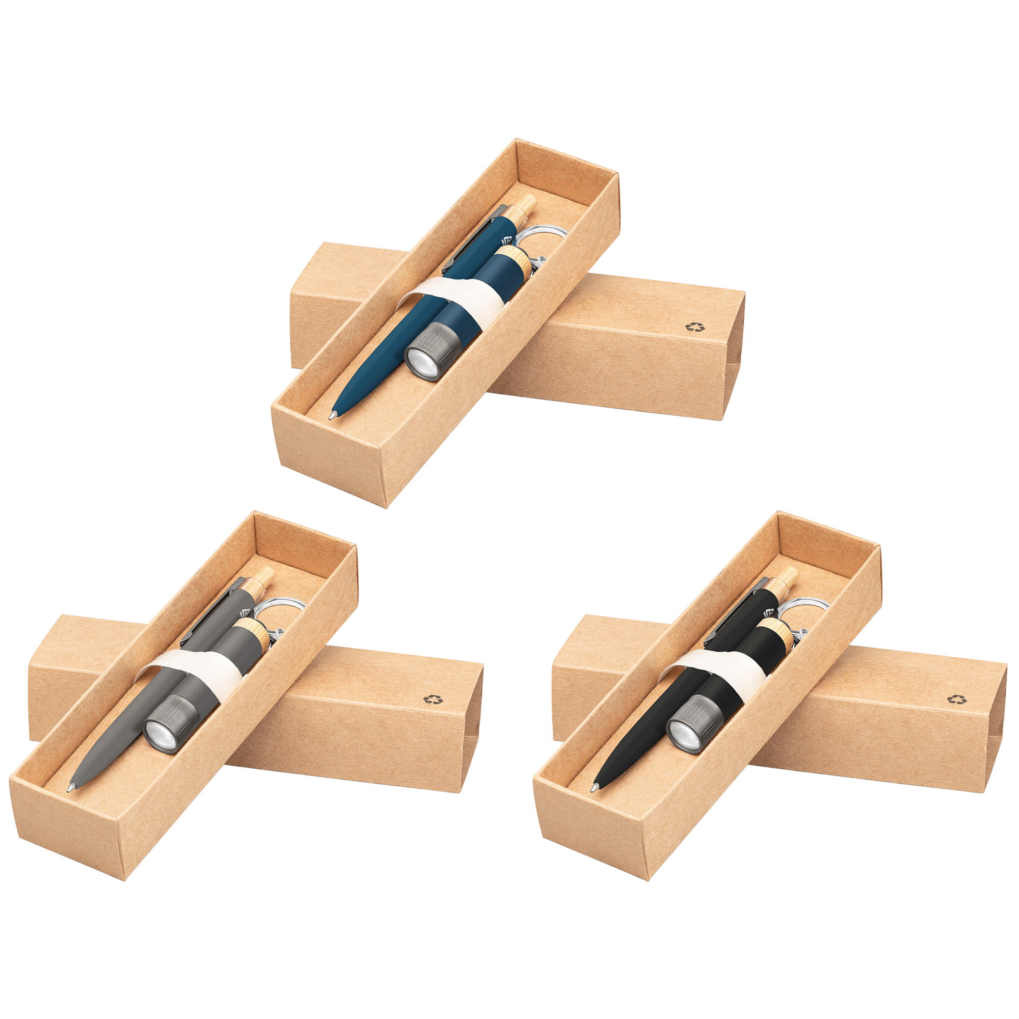 Reborn Recycled Aluminum Bamboo Accented Pen & Flashlight Gift Set 5