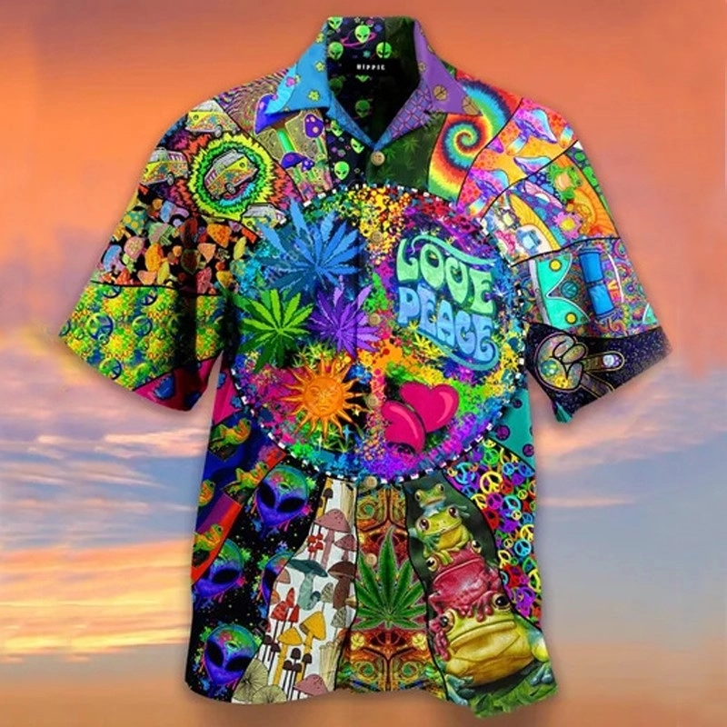 Men's Plus Size 3D Digital Print Hawaiian Shirt & Summer 1