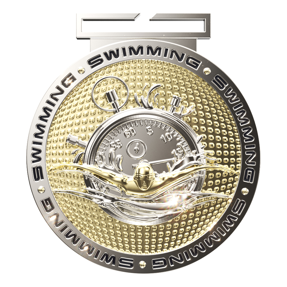 Swimming Dual Plated Medallion (3")