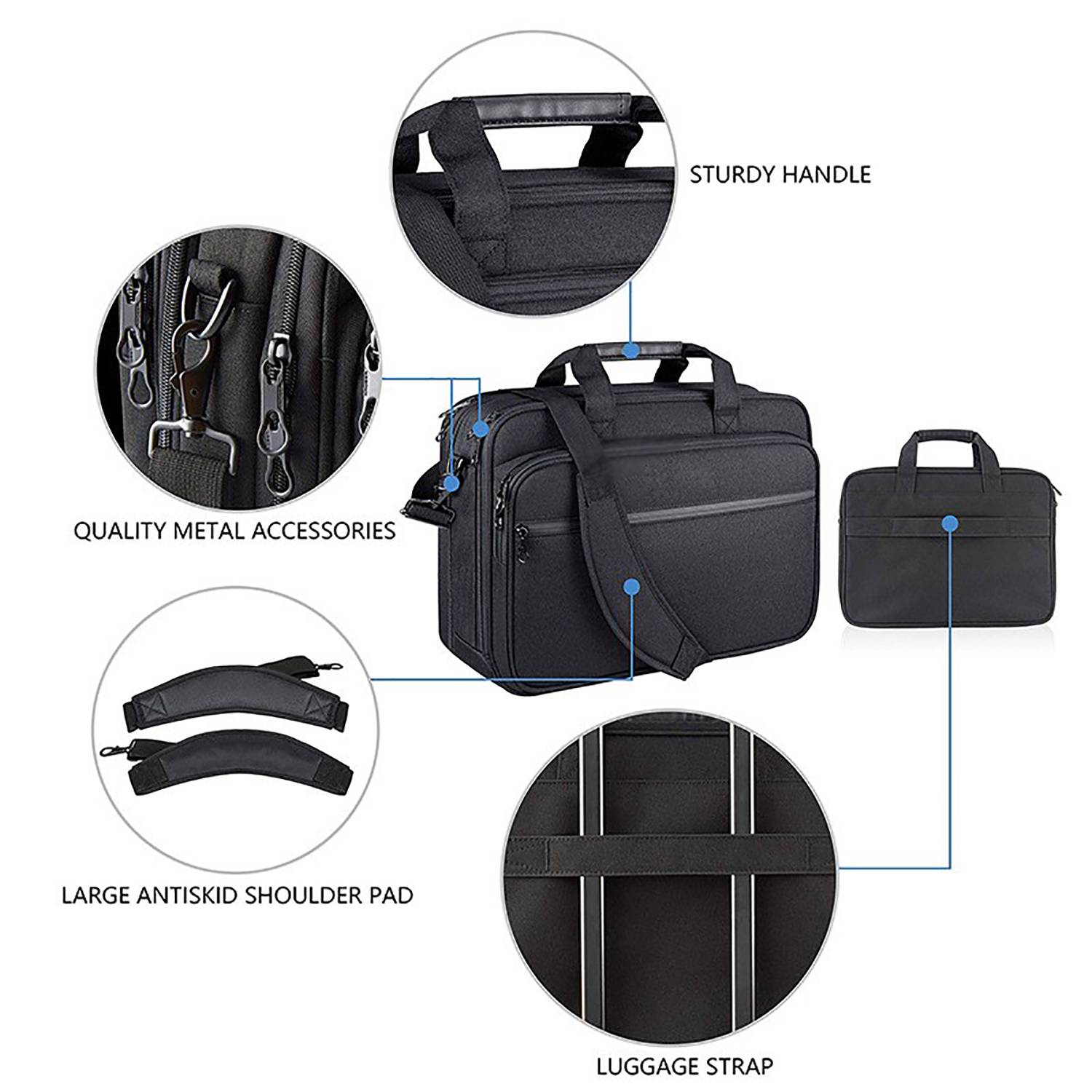 RFID Blocking Waterproof Oxford Laptop Bag Briefcase 8
