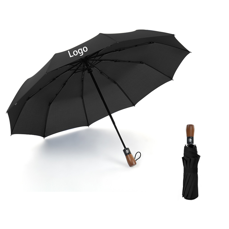 Windproof Automatic Sun/Rain Umbrella with Wooden Handle 4