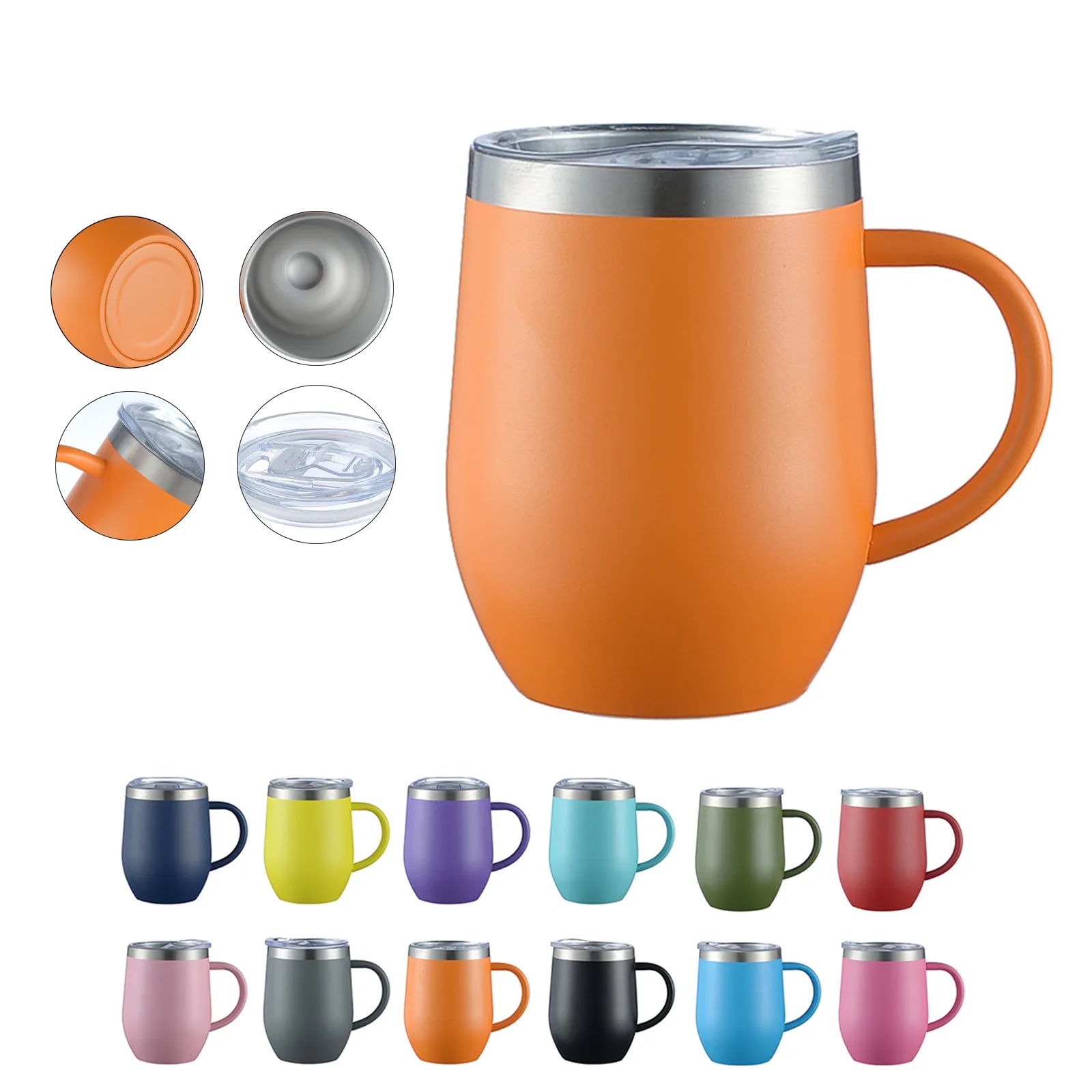 12oz Stainless Steel Insulated Coffee Tumbler Handle 5