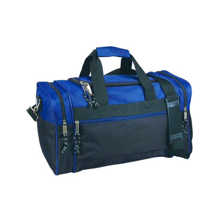 17" Poly Duffel Bags - Black and Royal Blue 2