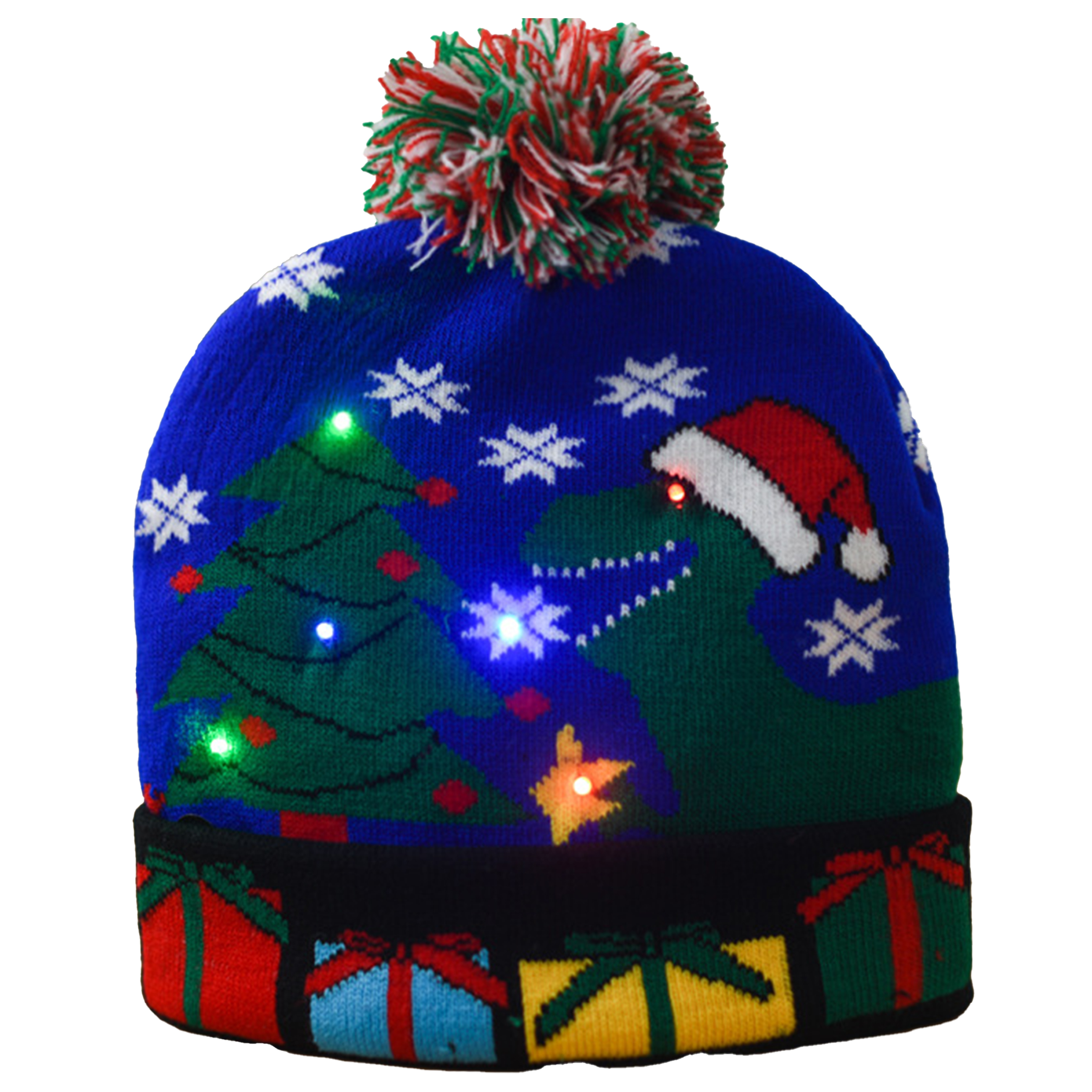 Acrylic Knitted Luminous Christmas Hat With Ball 6