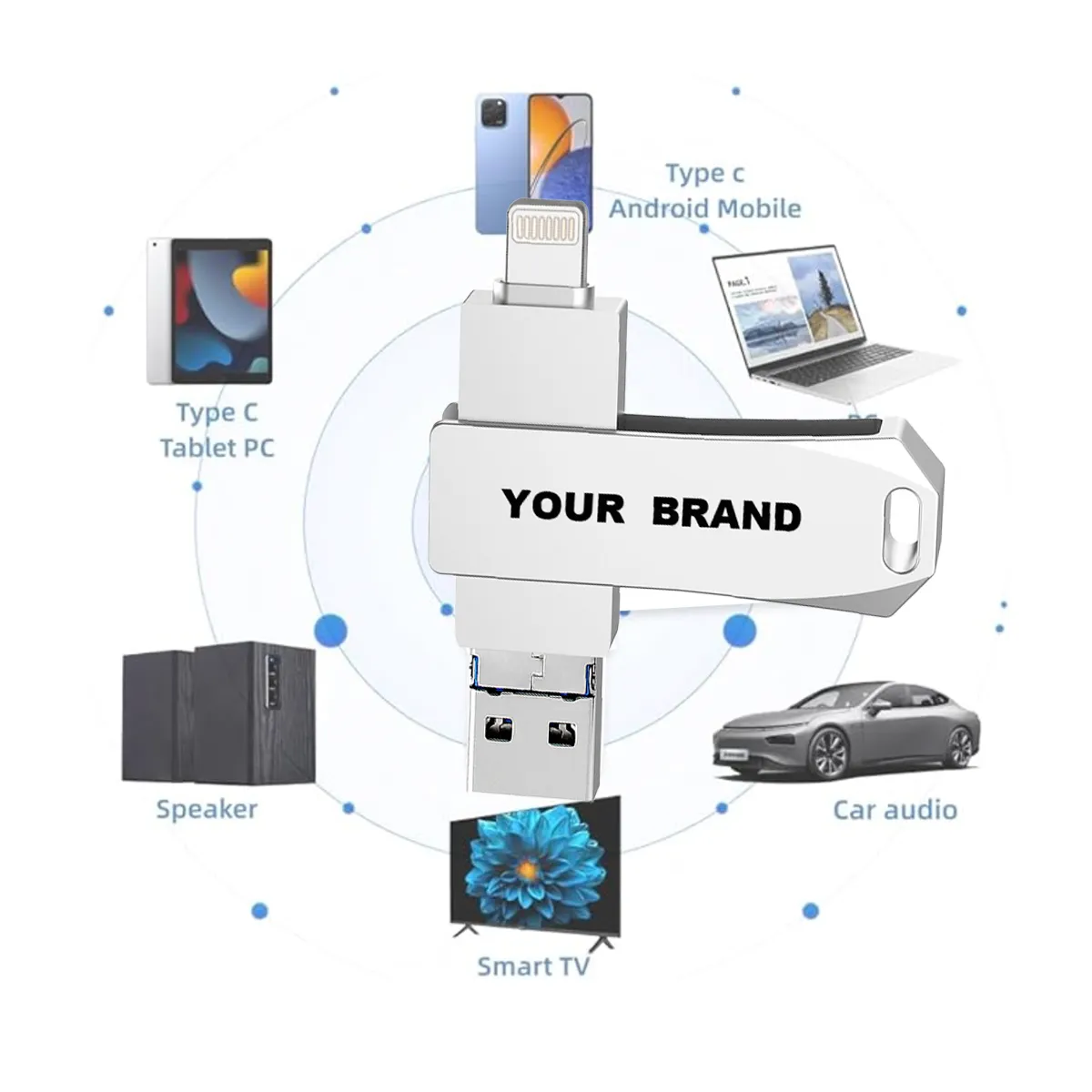 Mobile Phone Universal Metal USB Flash Drive 8GB 5