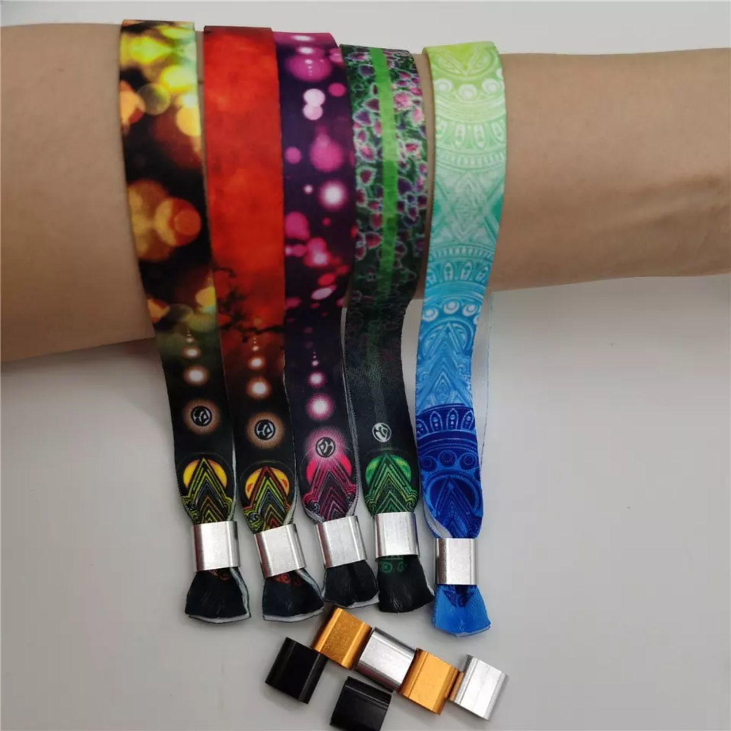1/2" Sublimated Ribbon Fabric w/ Aluminum Lock Reusable Event Wristbands 4