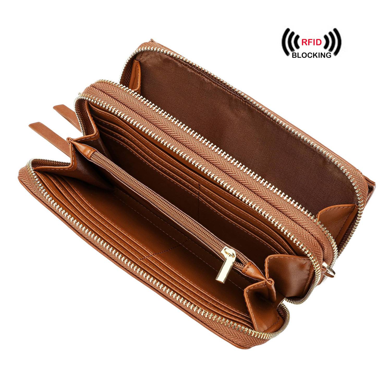 Women Portable RFID PU Leather Crossbody Wallet 7