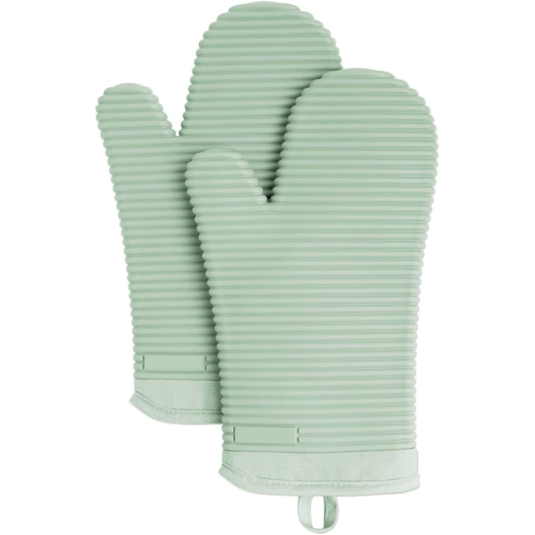2 Pack Set Ribbed Soft Silicone Oven Mitts 19
