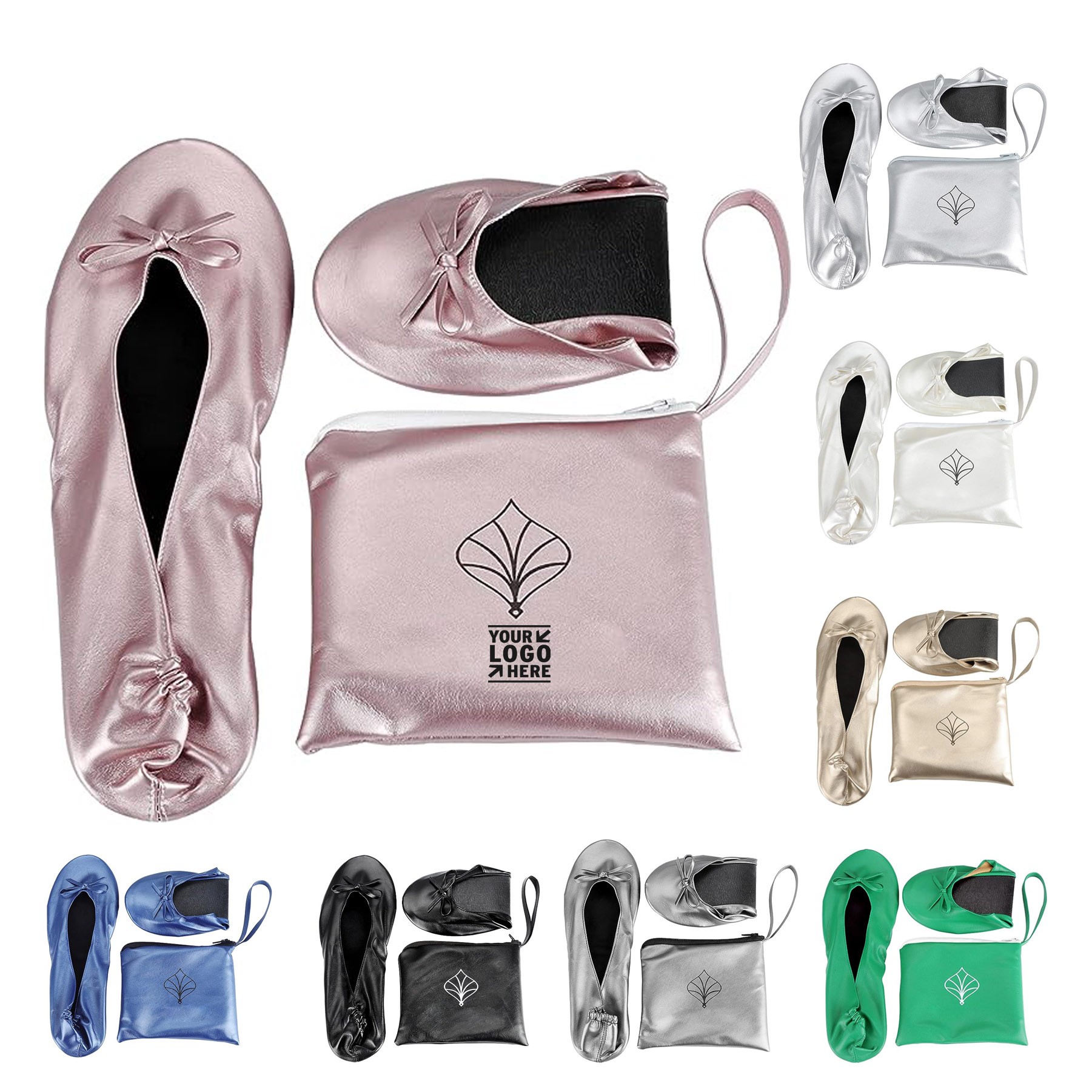 Foldable Blallet Flats Roll Up Slipper Women's Wedding Shoes with Pouch 2