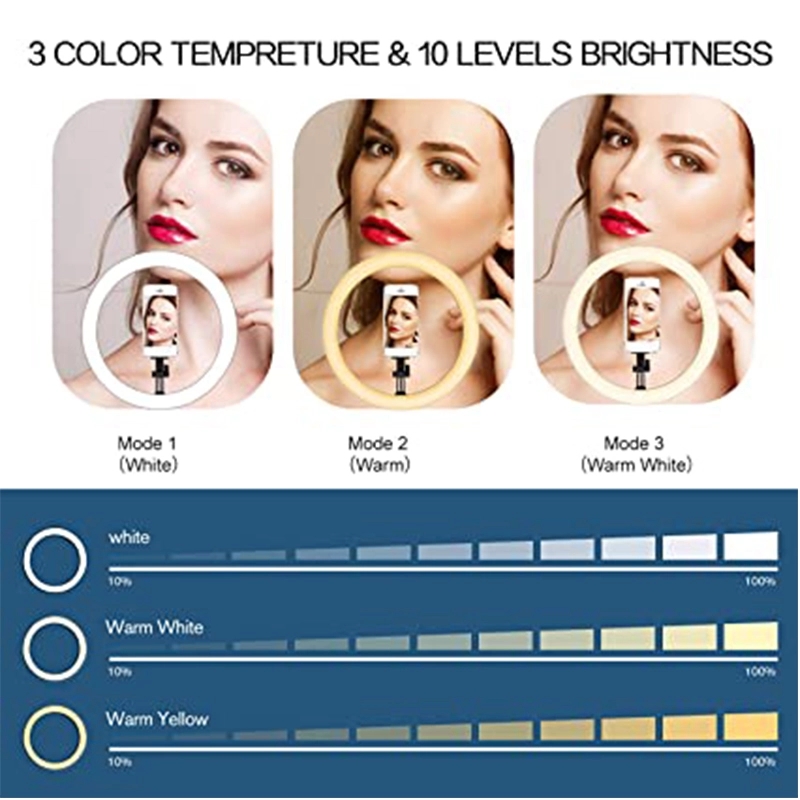 Collapsible Selfie Ring Light with Stand and Phone Holder 6