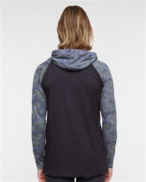 Unisex Fine Jersey Hooded Long Sleeve Raglan Tee - 6917 14