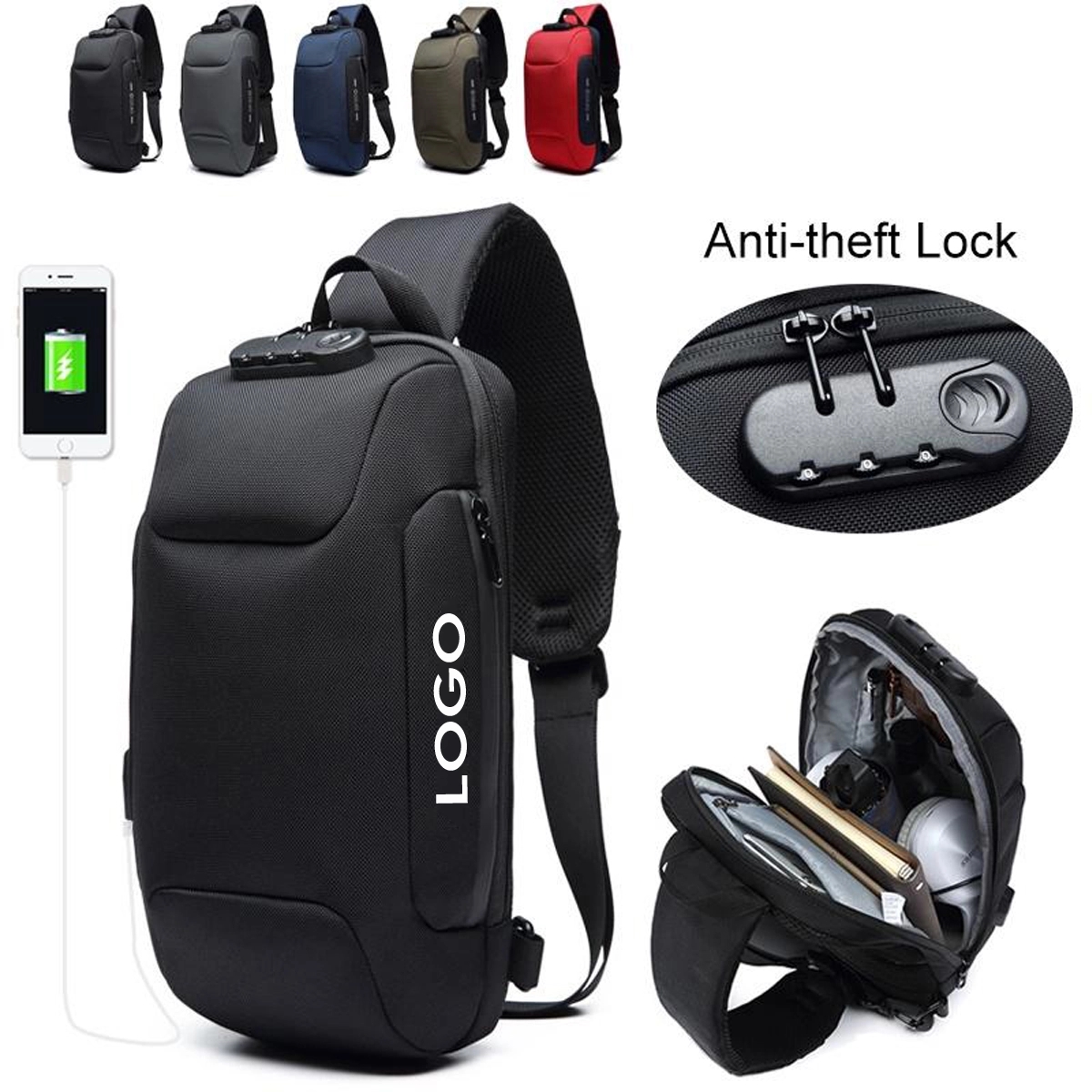 Anti Theft Sling Bag with USB Charging Port 2