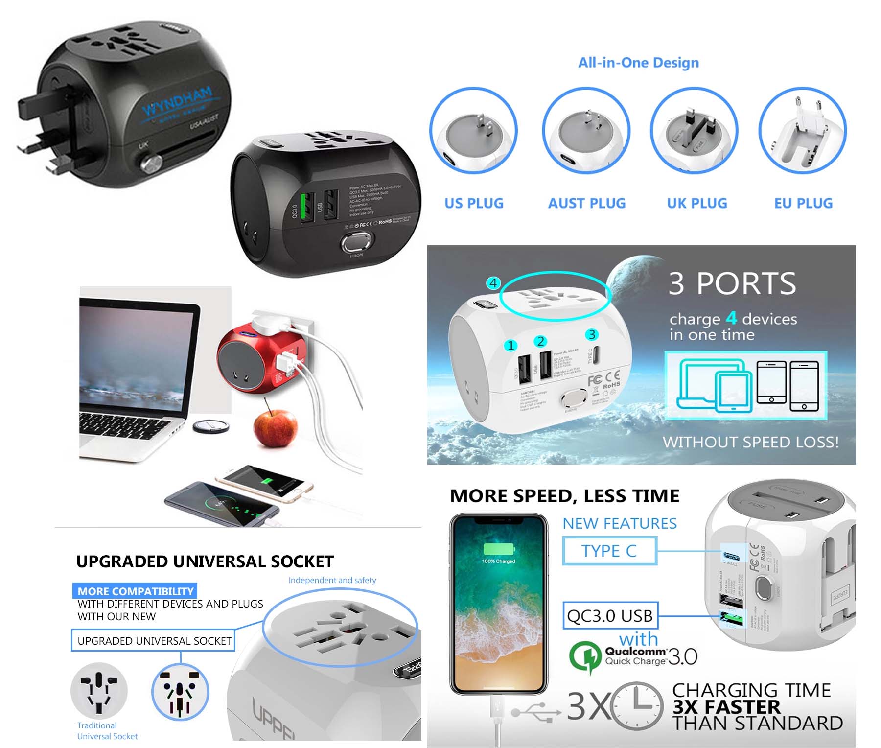 iBank ® Universal Travel Adapter, International Power Adapter 3