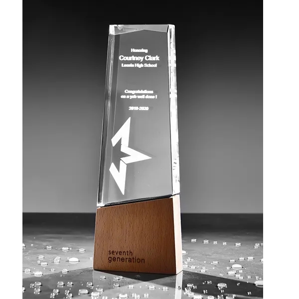 OPTIC CRYSTAL TROPHY WITH WOOD BASE 7